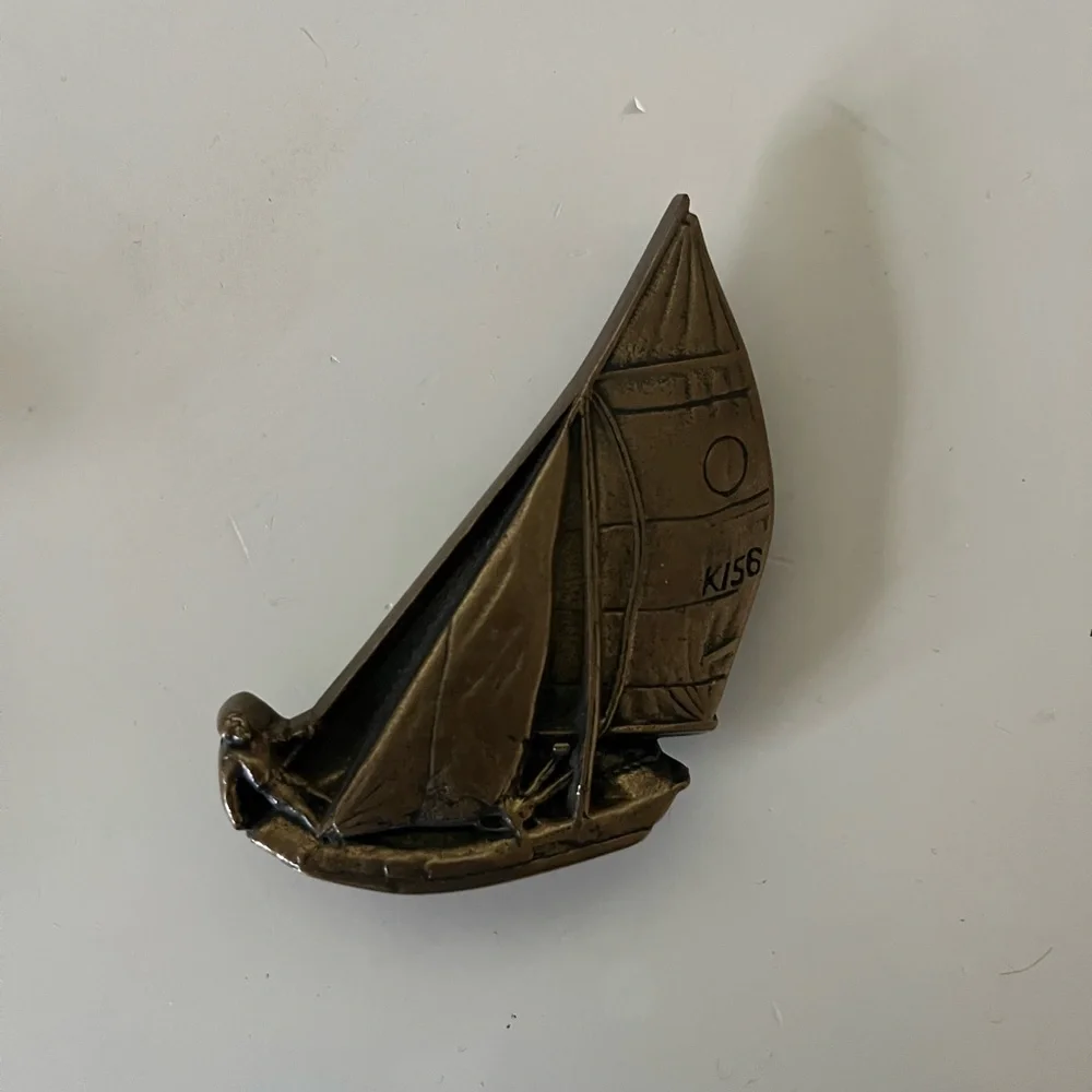 Vintage Brass sail boat belt buckle